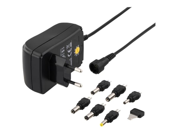 DELTACO PSR-15B - Strømadapter - AC 110-240 V - 18 watt - svart