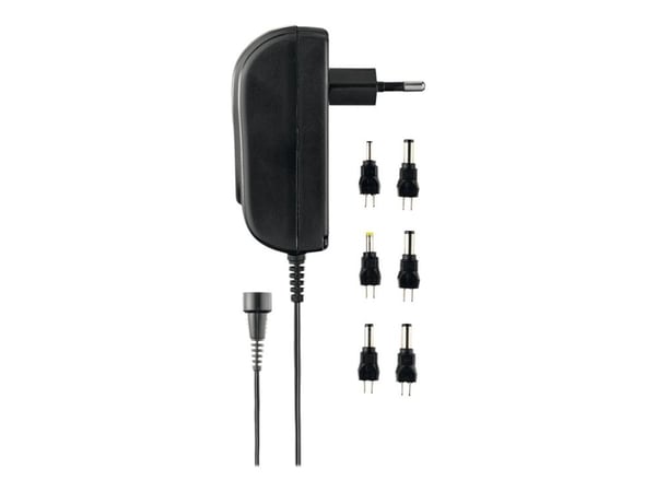 DELTACO PSR-15B - Strømadapter - AC 110-240 V - 18 watt - svart