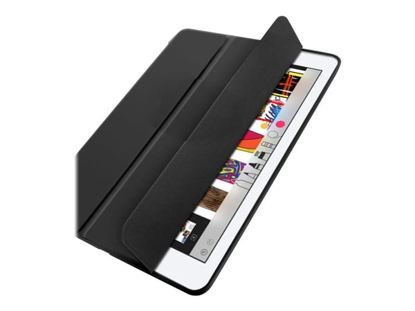 eSTUFF - Skjermdeksel for nettbrett - polyuretanlær, termoplast-polyuretan (TPU) - svart - 9.7" - for Apple 9.7-inch iPad (5. generasjon, 6. genera...