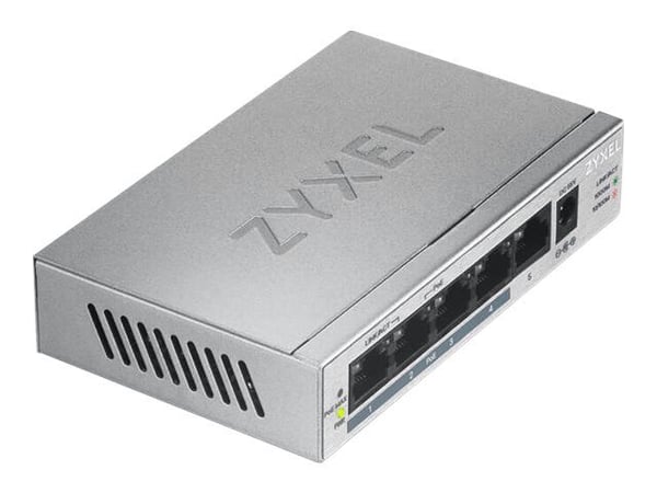 Zyxel GS1005HP - Switch - ohanterad - 4 x 10/100/1000 (PoE+) + 1 x 10/100/1000 - väggmonterbar, skrivbordsmodell - PoE (60 W)