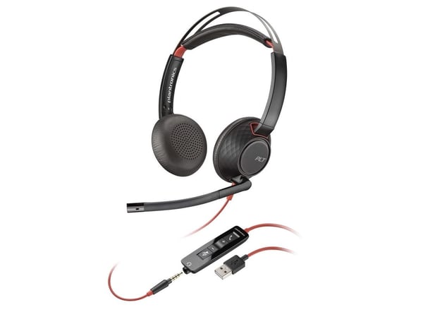 POLY Blackwire C5220, Langallinen, Toimisto/puhelukeskus, 20 - 20000 Hz, 164,2 g, Kuulokkeet, Musta, Punainen