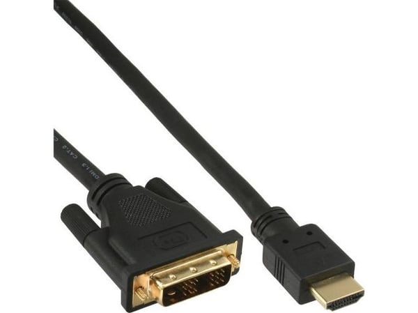 InLine 17658P, 0,3 m, HDMI Type A (Standard), DVI, Hankjønn, Hankjønn, Gull