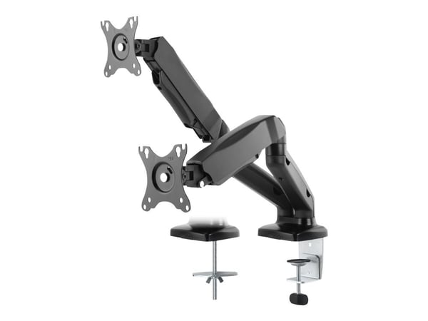 DELTACO ARM-1300 - Monteringssats - justerbar arm - för 2 monitorer - plast, aluminium - mattsvart - skärmstorlek: 13"-27" - disk-monteringsbar