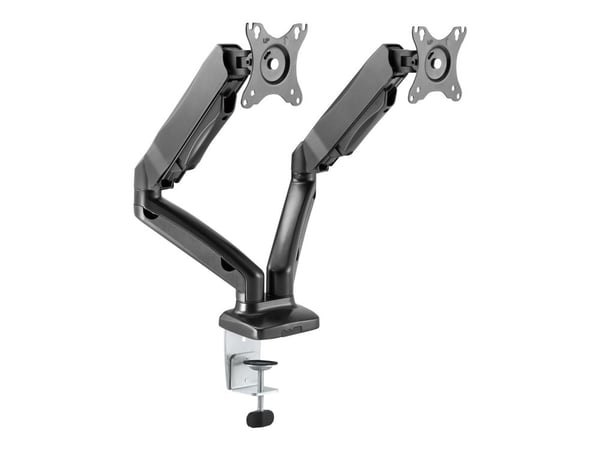 DELTACO ARM-1300 - Monteringssett - justerbar arm - for 2 skjermer - plastikk, aluminium - matt svart - skjermstørrelse: 13"-27" - skrivebordsmonte...