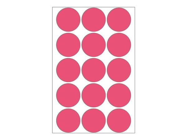 HERMA - Permanet adhesiv - lysende rød - 32 mm rund 360 etikett(er) (24 ark x 15) merkelapper