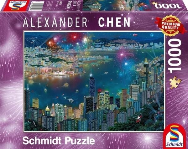 Schmidt Games Puzzle PQ 1000 Fyrverkeri over Hong Kong G3