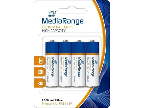 MediaRange MRBAT154, Engangsbatteri, AA, Lithium, 1,5 V, 4 stykker, 2900 mAh