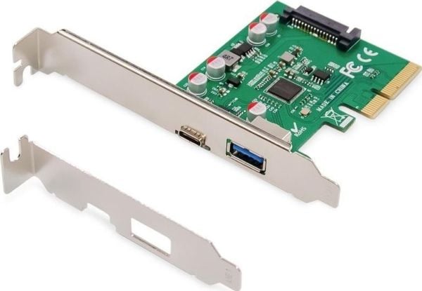 DIGITUS DS-30225 - USB-adapter - PCIe 2.0 x4 lav profil - USB-C 3.1 x 1 + USB 3.1 Gen 2 x 1