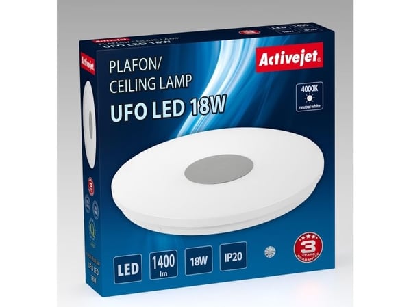 Activejet AJE-UFO 18W, 24 ampuller, LED, Ikke-utskiftbare pærer, 4000 K, 1400 lm, IP20