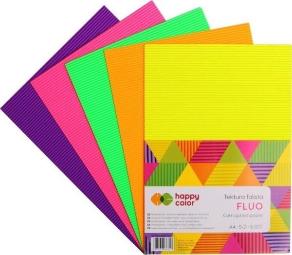 Happy Color bølgepapp A4/5K mix fluo HAPPY COLOR