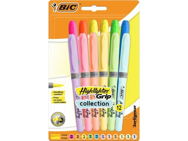 BIC 992562, Blå, Grønn, Oransje, Rosa, Lilla, Gult, 12 stykker, Kulepenn + fyllepenn