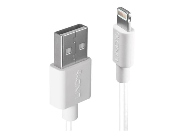 Lindy 31327, 2 m, Lightning, USB A, Valkoinen, Suora, Suora