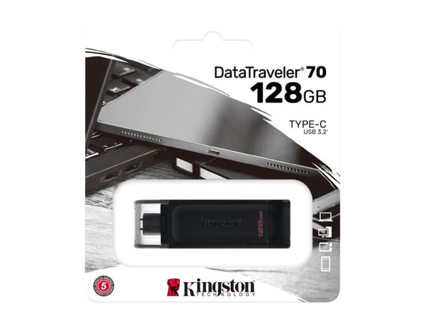 Kingston DataTraveler 70 - USB-flashstasjon - 128 GB - USB-C 3.2 Gen 1
