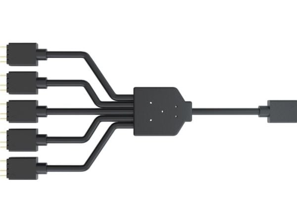 Cooler Master Addressable RGB 1-to-5 Splitter Cable - Viftestrømsplitter - 3-pins viftekontakt (hann) til 3-pins viftekontakt (hunn) - 5 V - 58 cm