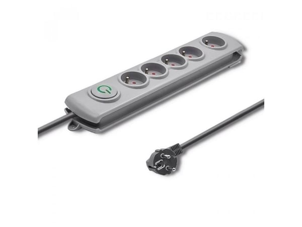 Qoltec - Strømstødsbeskytter - AC 230 V - 3680 Watt - output-stikforbindelser: 5 - 1.8 m ledning - Frankrig - grå