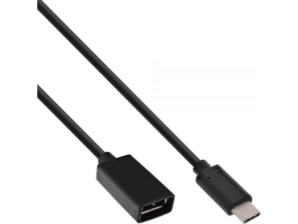 InLine 35800, 0,15 m, USB A, USB C, USB 3.2 Gen 2 (3.1 Gen 2), Hankjønn/hunkjønn, Svart
