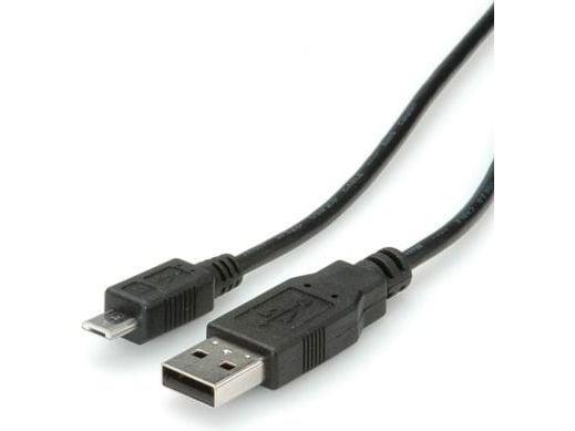 Roline USB-kaapeli USB 2.0 USB-A uros, USB-mikro-B uros 0,80 m Musta Suojattu 11.02.8754