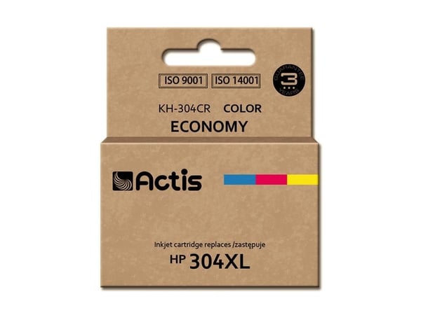 Actis KH-304CR, Høyt (XL) utbytte, Cyan, Fiolblå, Gult, Fargestoffbasert blekk, 18 ml, 1 stykker, Enkeltpakke