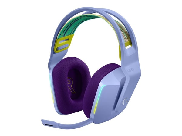 Logitech G G733 LIGHTSPEED Wireless RGB Gaming Headset - Hodesett - full størrelse - 2,4 GHz - trådløs - lilla