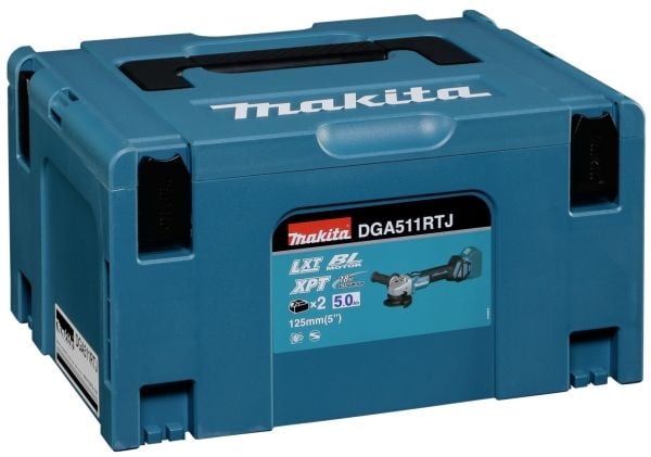 Makita DGA511RTJ - Vinkelsliper - trådløs - 125 mm - 2x 5ah batteri og lader