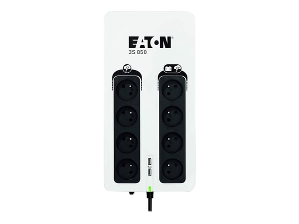 Eaton 3S 850 - UPS - AC 220-240 V - 510 watt - 850 VA - enkeltfase - USB - utgangskontakter: 8
