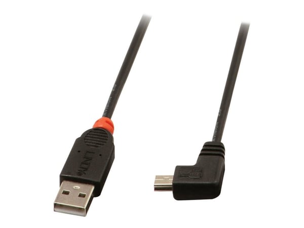 Lindy - USB-kaapeli - USB (han) til mini-USB type B (han) - USB 2.0 - 50 cm - 90° stikforbindelse, formet