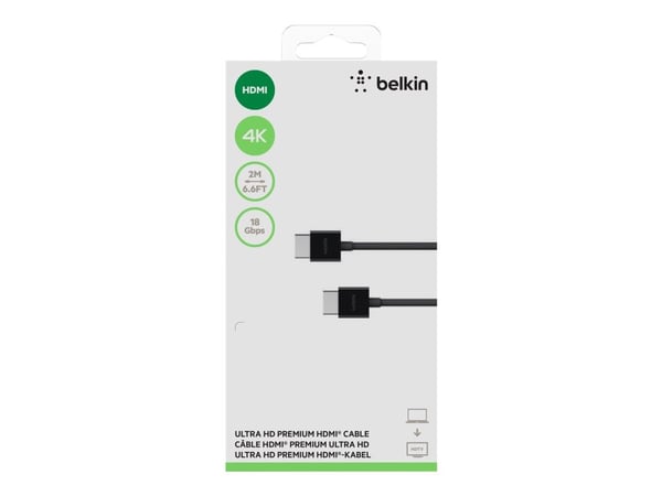Belkin Premium Series - HDMI-kabel - HDMI hann til HDMI hann - 2 m - 4K-støtte