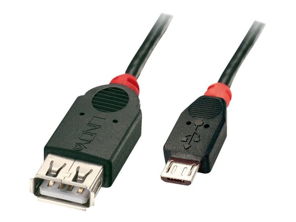 Lindy Premium - USB-kaapeli - USB (naaras) - Micro-USB Type B (uros) - USB 2.0 OTG - 1 m - muotoiltu - musta
