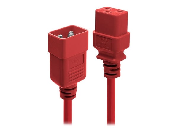 Lindy - Förlängningskabel för ström - IEC 60320 C19 till IEC 60320 C20 - 250 V - 16 A - 3 m - formpressad - röd