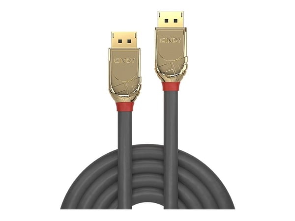 Lindy Gold - DisplayPort-kabel - DisplayPort (hann) til DisplayPort (hann) - DisplayPort 1.4 - 2 m - rund, solid, 4K-støtte - grå