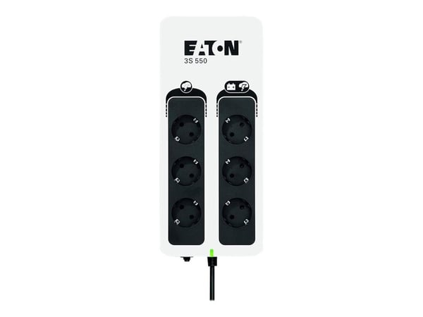 Eaton 3S 550 - UPS - AC 220-240 V - 330 watt - 550 VA - enkeltfase - USB - utgangskontakter: 6