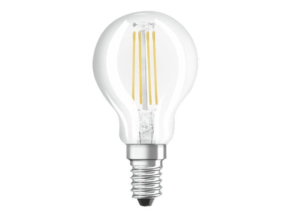 OSRAM STAR CLASSIC P - LED-filamentlyspære - form: P45 - klar finish - E14 - 4 W (ekvivalent 40 W) - klasse E - varmt hvitt lys - 2700 K