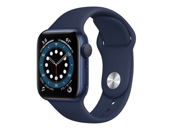Apple Watch Series 6 (GPS) - 40 mm - blå aluminium - smartklokke med sportsbånd - fluorelastomer - mørk marineblå - båndbredde: S/M/L - 32 GB - Wi-...