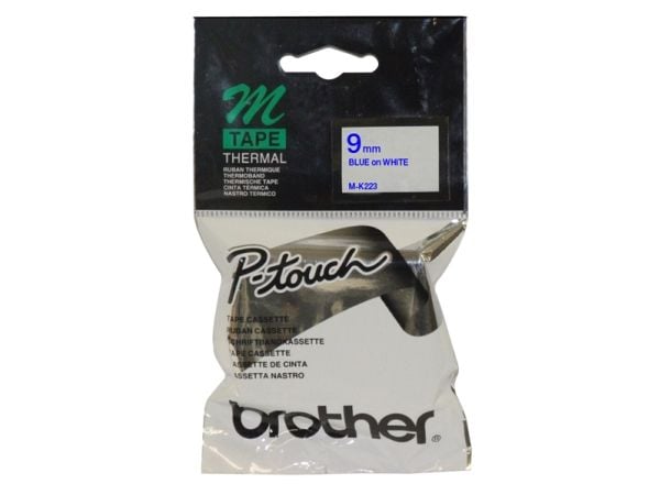 Brother M-K223 - Blått på hvitt - Rull (0,9 cm x 8 m) skriverteip - for P-Touch PT-55, PT-65, PT-70, PT-80, PT-90, PT-BB4