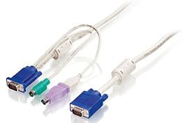 LevelOne ACC-2103 - Tastatur / video / musekabel (KVM) - HD-15 (VGA) (hann) til USB, PS/2, HD-15 (VGA) (hann) - 5 m - tommelskruer - for ViewCon KV...