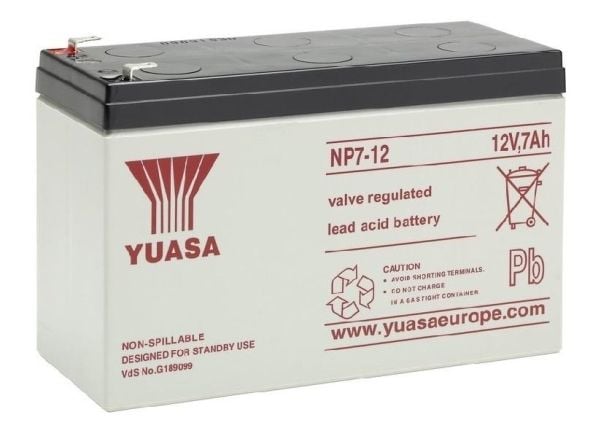Yuasa NP7-12, Forseglet blysyre (VRLA), 12 V, Hvit, 7000 mAh, 2,65 kg