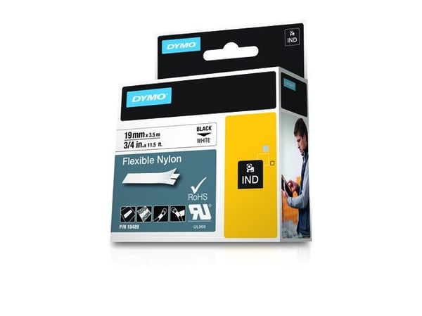 DYMO RhinoPRO - Nylon - hvit - Roll (1.9 cm x 3.5 m) 1 kassett(er) fleksibelt bånd - for DYMO ILP219; Rhino 4200, 6000, 6000 Hard Case Kit; RhinoPR...