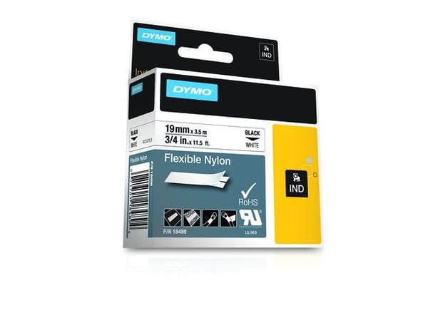 DYMO RhinoPRO - Nylon - hvit - Roll (1.9 cm x 3.5 m) 1 kassett(er) fleksibelt bånd - for DYMO ILP219; Rhino 4200, 6000, 6000 Hard Case Kit; RhinoPR...