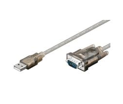 Microconnect USBADB, Harmaa, 1,8 m, USB A-tyyppi, DB-9, Uros, Uros