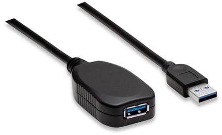 Manhattan 150712, 5 m, USB A, USB A, USB 3.2 Gen 1 (3.1 Gen 1), Hankjønn/hunkjønn, Sort