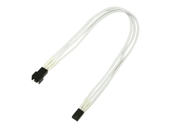Nanoxia - Forlengelseskabel for viftestrømforsyning - 3 pin internstr (hann) til 3 pin internstr (hann) - 30 cm - hvit