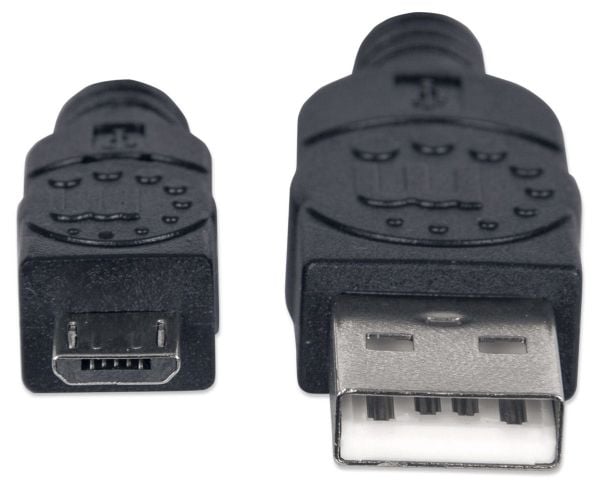 Manhattan USB A - MicroUSB B, 1 m, USB A, Micro-USB B, USB 2.0, uros/uros liitin, musta