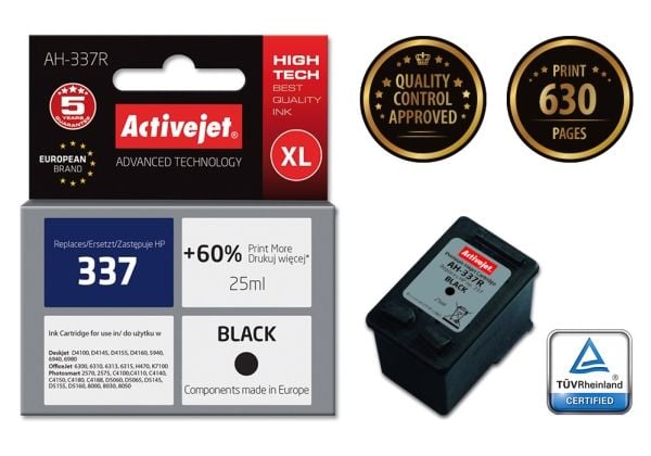 Activejet AH-337R muste (korvaava HP 337 C9364EE; Premium; 25 ml; musta)