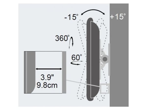 Techly ICA-LCD 201BK, 75 x 75 mm, 100 x 100 mm, -15 - 15°, 0 - 360°, 360°, Sort
