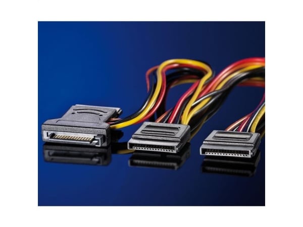 Internt Y-strømkabel SATA til 3x SATA, 0,3 m