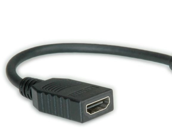 Roline - HDMI-kabel med Ethernet - 19 pin mini HDMI Type C hann til HDMI hunn - 15 cm - skjermet - svart