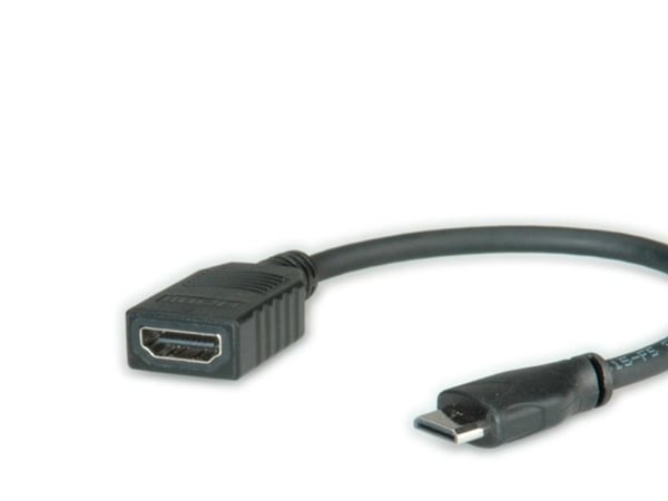Roline - HDMI-kabel med Ethernet - 19 pin mini HDMI Type C hann til HDMI hunn - 15 cm - skjermet - svart