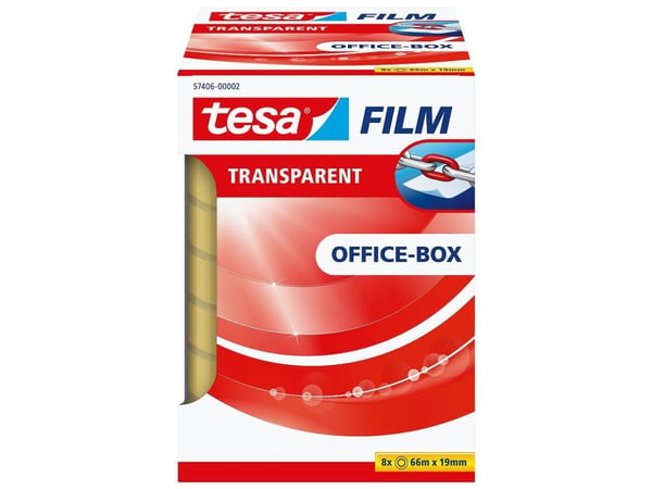 TESA 57406-00002-01, 66 m, Läpinäkyvä, Vahva, 19 mm, 8 kpl