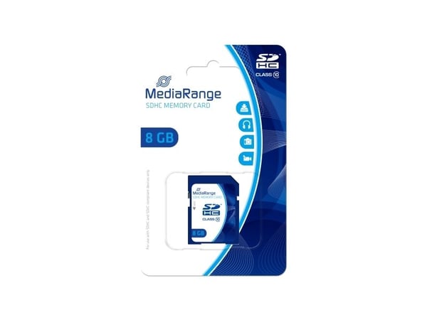 MediaRange - Flash-minnekort - 8 GB - Klasse 10 - SDHC - blå