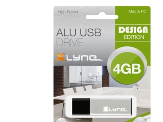 xlyne ALU, 4 GB, USB A-tyyppi, 2.0, 8 MB/s, Suojus, Musta, Hopea
